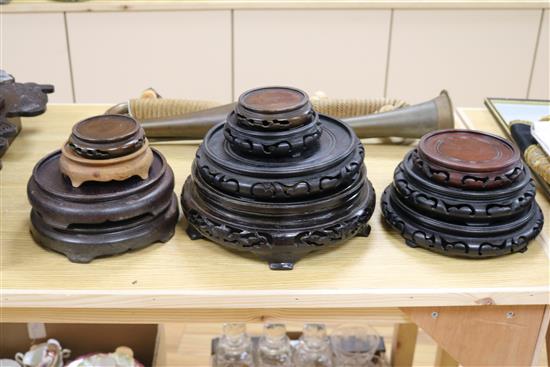 A group of assorted Chinese hardwood vase stands